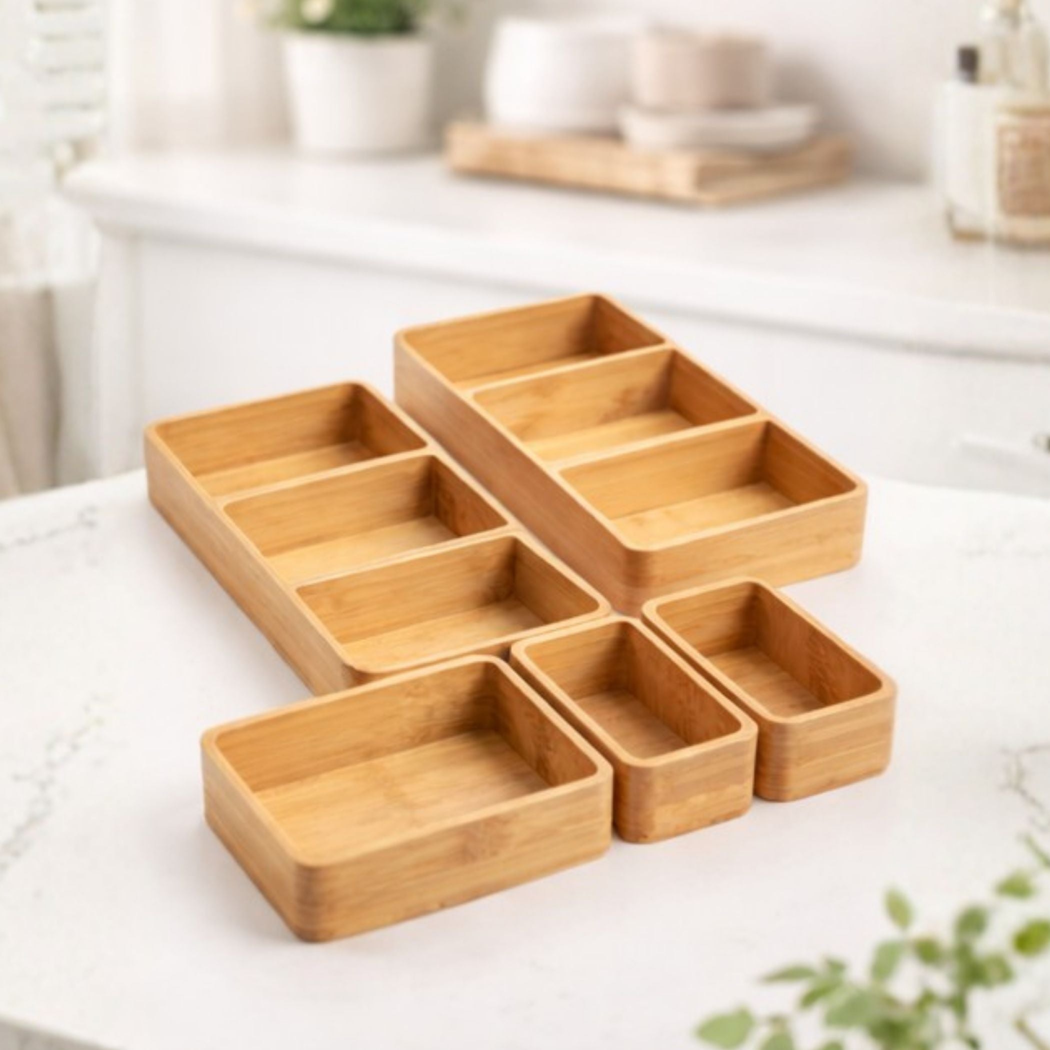 EcoStack Bamboo Drawer Organizer Set (6-Piece)